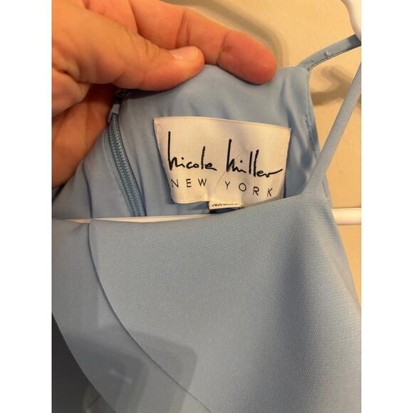 Nicole Miller Baby Blue Cold Shoulder Mermaid Formal Evening Gown Dress Size 4 - Picture 10 of 10